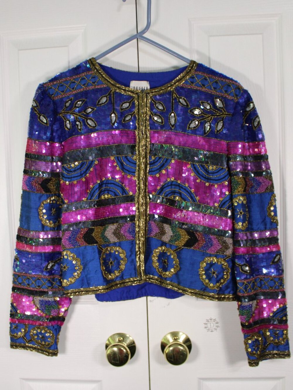 VIntage Leslie Fay Evenings Petite Sequin and Beaded Blazer w/Geometric Patterns